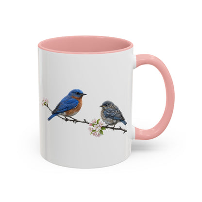 Eastern Bluebird & Fledgling Two-Tone Mug | Spring Bird Lover Gift