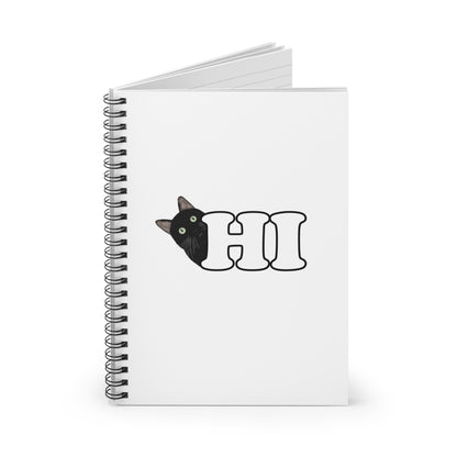 Black Cat Hi Cat Lover Spiral Notebook Ruled Line 6" x 8"