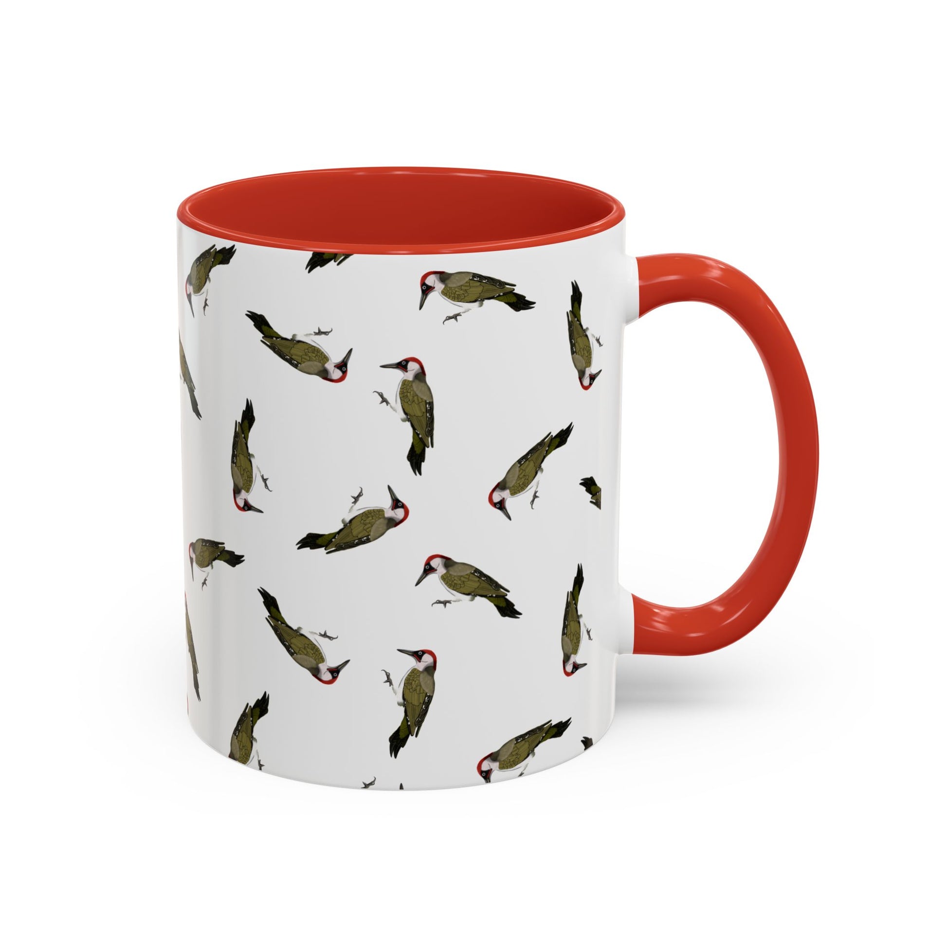 Grünspecht Tasse mit Streumuster | Vogelmotiv Kaffeebecher für Vogelbeobachter & Naturfreunde – Accent Coffee Mug and Birds Design style