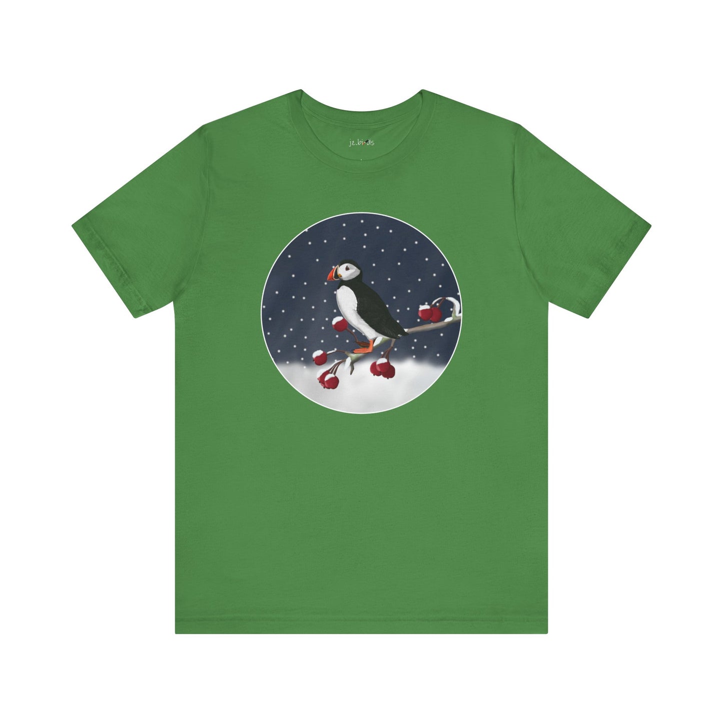 Puffin on a Winter Branch Birdwatcher Christmas Bird T-Shirt