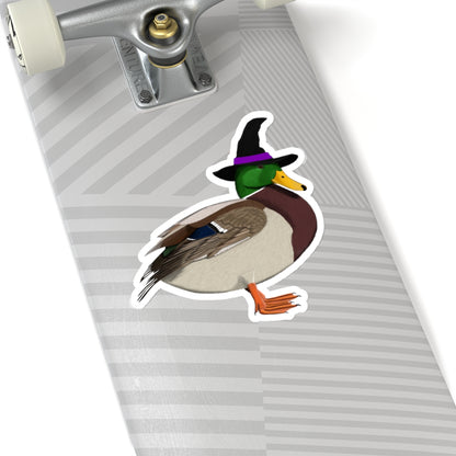 Mallard Halloween Witch Hat Bird Sticker