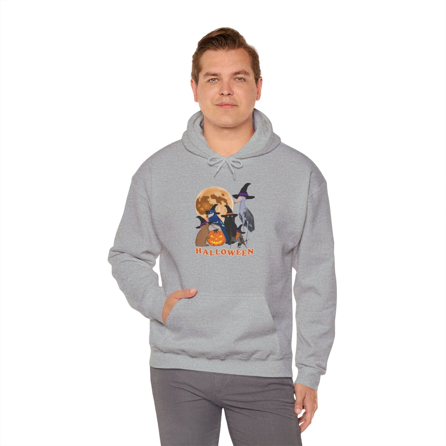 Blue Jay Robin Shoebill with Cat and Bunny Halloween Bird Hoodie