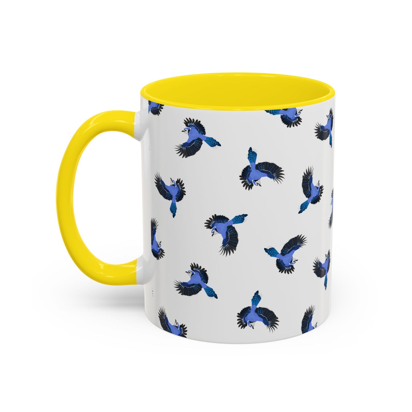 Blue Jay All-Over Pattern Accent Mug | Colorful Bird Lover Gift for Birdwatchers