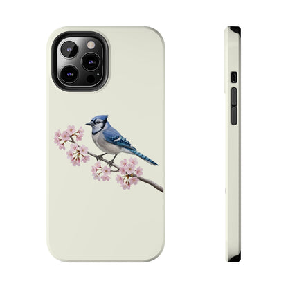 Blue Jay Phone Case – & Cherry Blossom Tough iPhone Creamy White