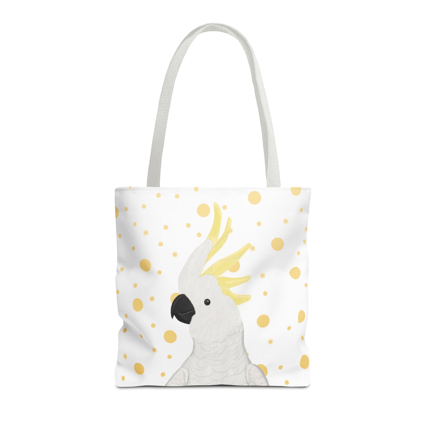 Cockatoo Golden Dots Bird Tote Bag 16"x16" White