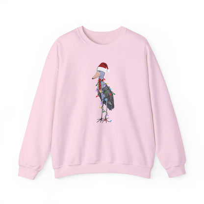 Shoebill with Fairy Lights Santa Claus Christmas Bird Sweatshirt