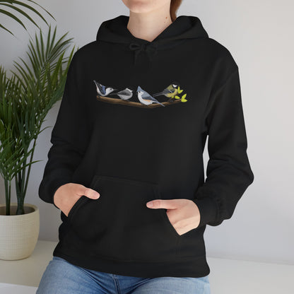 Birds on a Branch Hoodie Nuthatch Tufted Titmouse Chickadee Bird Lover & Bird Watcher