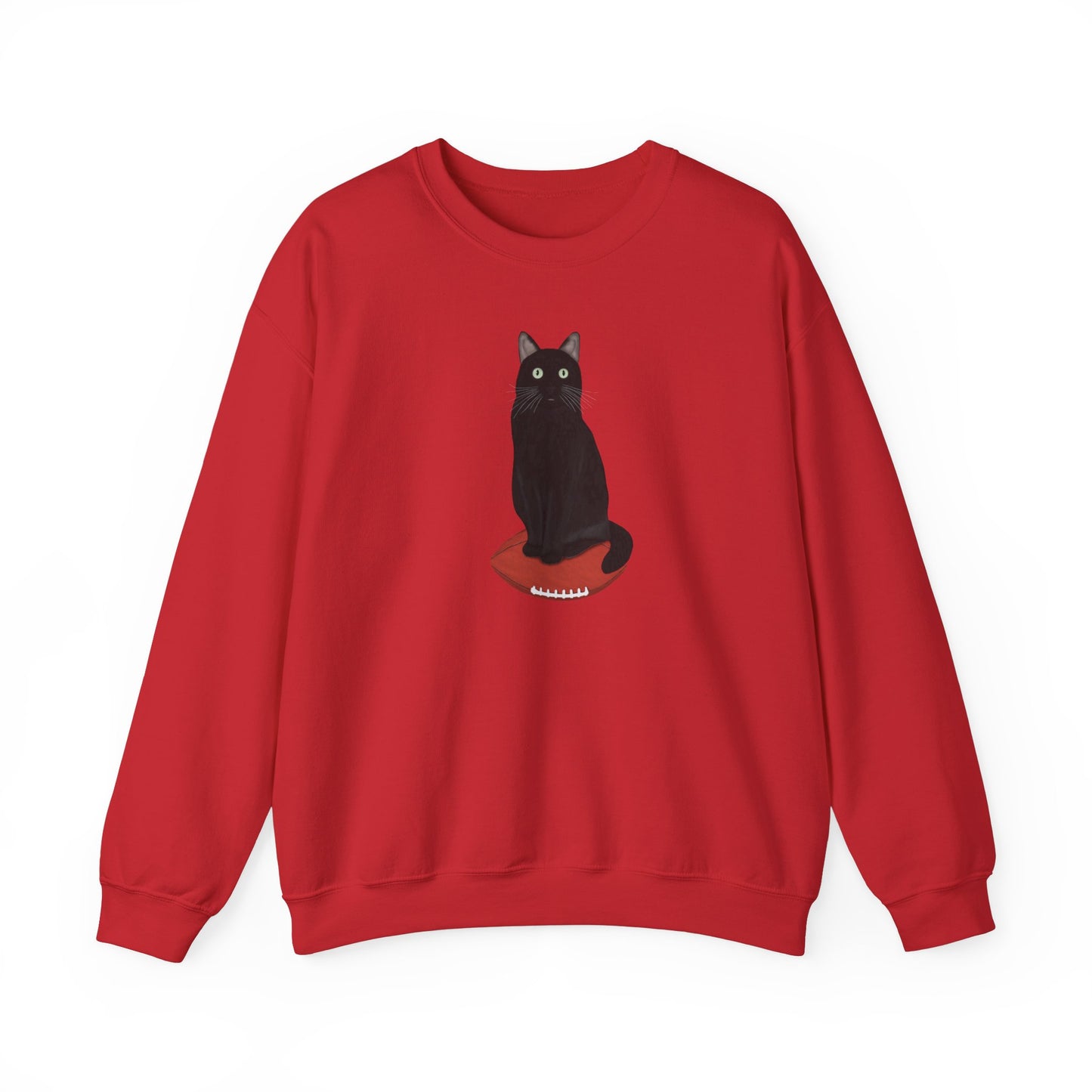 Black Cat with Football Cat Lover Sweatshirt