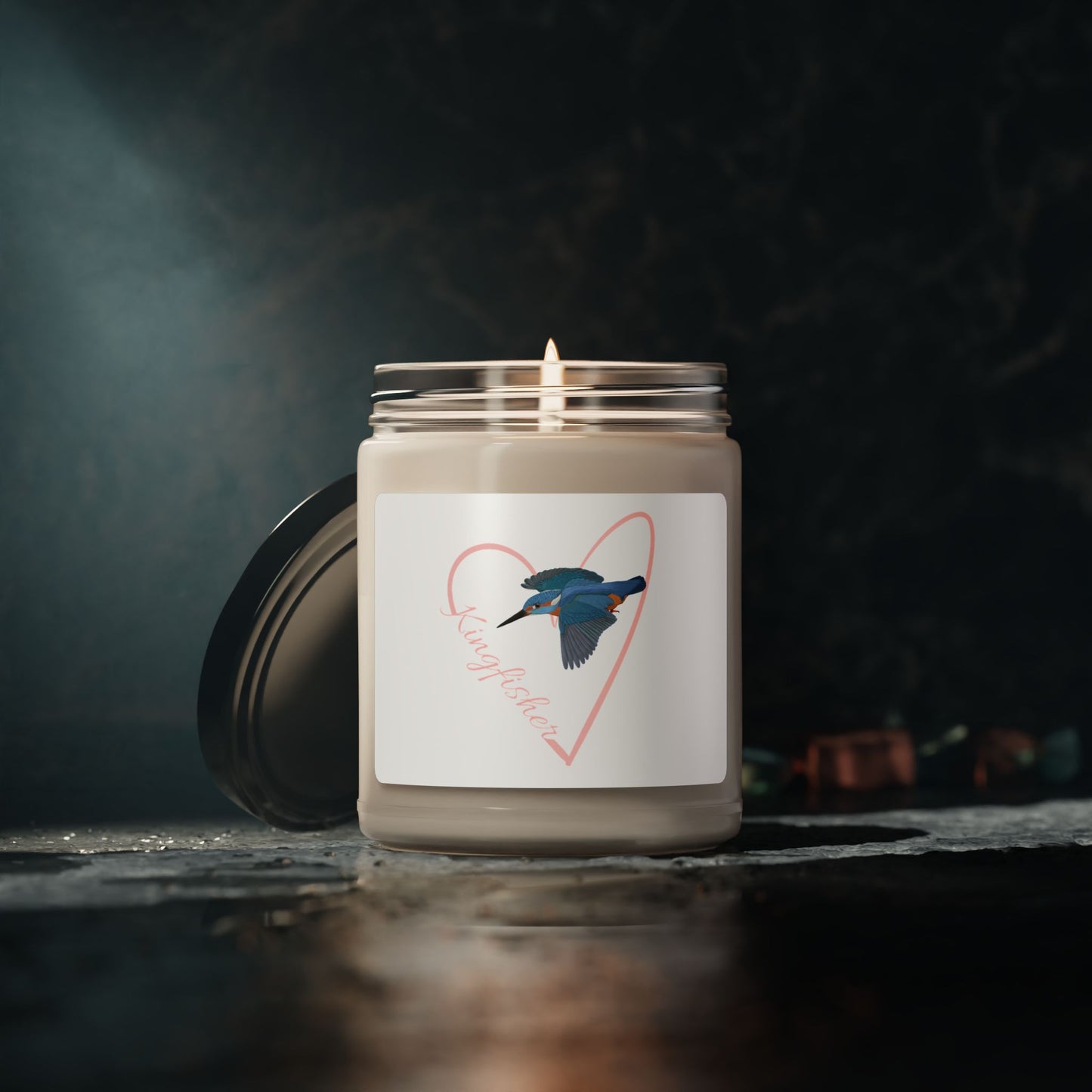 Kingfisher Scented Soy Candle Bird with Heart 9oz