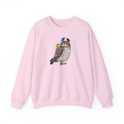 Little Owl with Butterflies Bird Birding & Birdwatching Sweatshirt