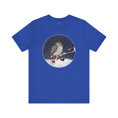 Owl on a Winter Branch Birdwatcher Christmas Bird T-Shirt