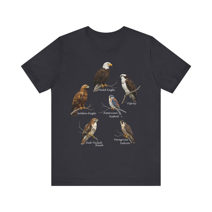North American Raptors Shirt – Bald Eagle, Hawk, Osprey & Falcon Field Guide