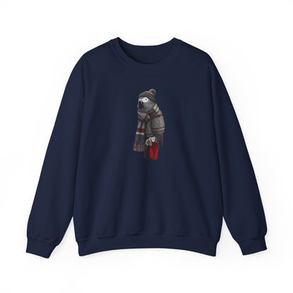 Grey Parrot Winter Sweatshirt | Bird Watcher Crewneck | Unisex Songbirds Wearing Knit Gift for Bird Lovers