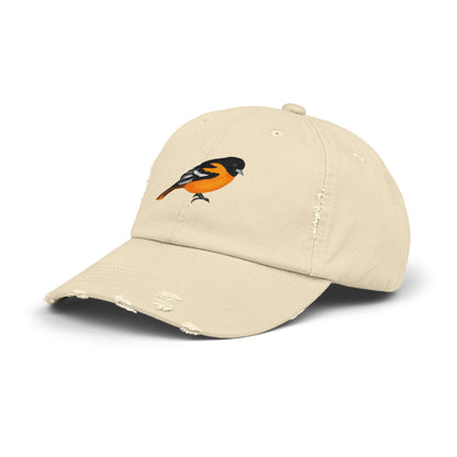 Baltimore Oriole Bird Art Distressed Cap