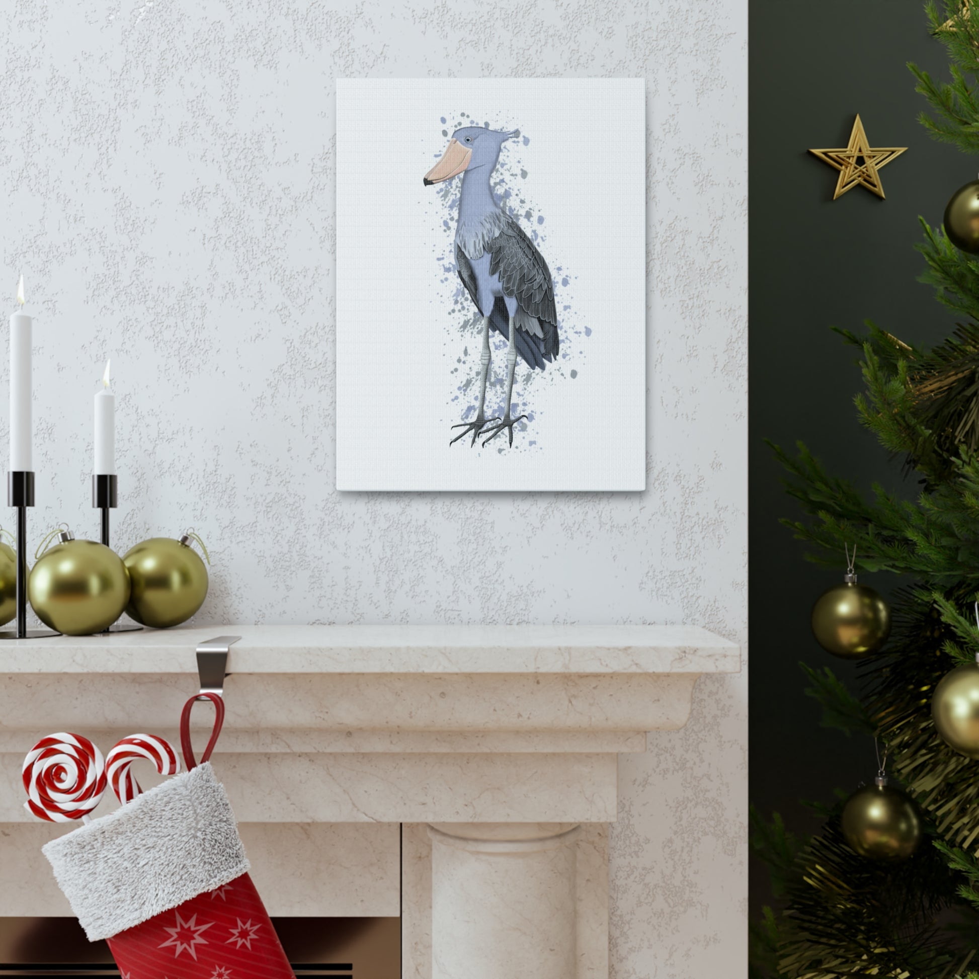 Shoebill Bird Canvas Gallery Wrap White - jz.birds