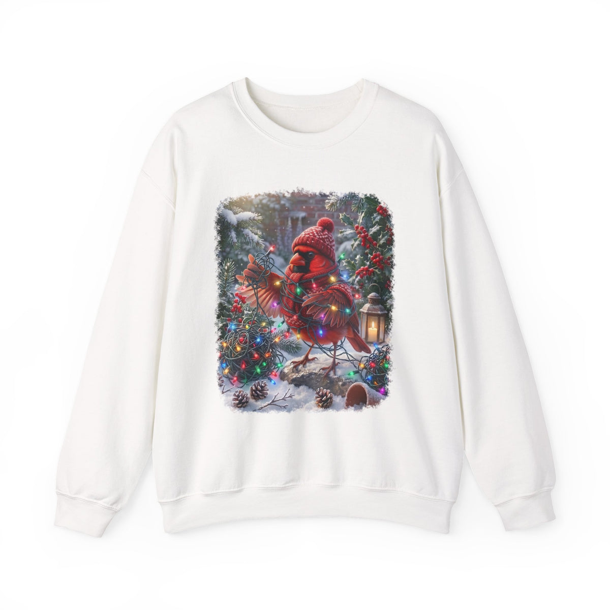 Northern Cardinal Christmas Sweatshirt – Tangled Lights Winter Crewneck