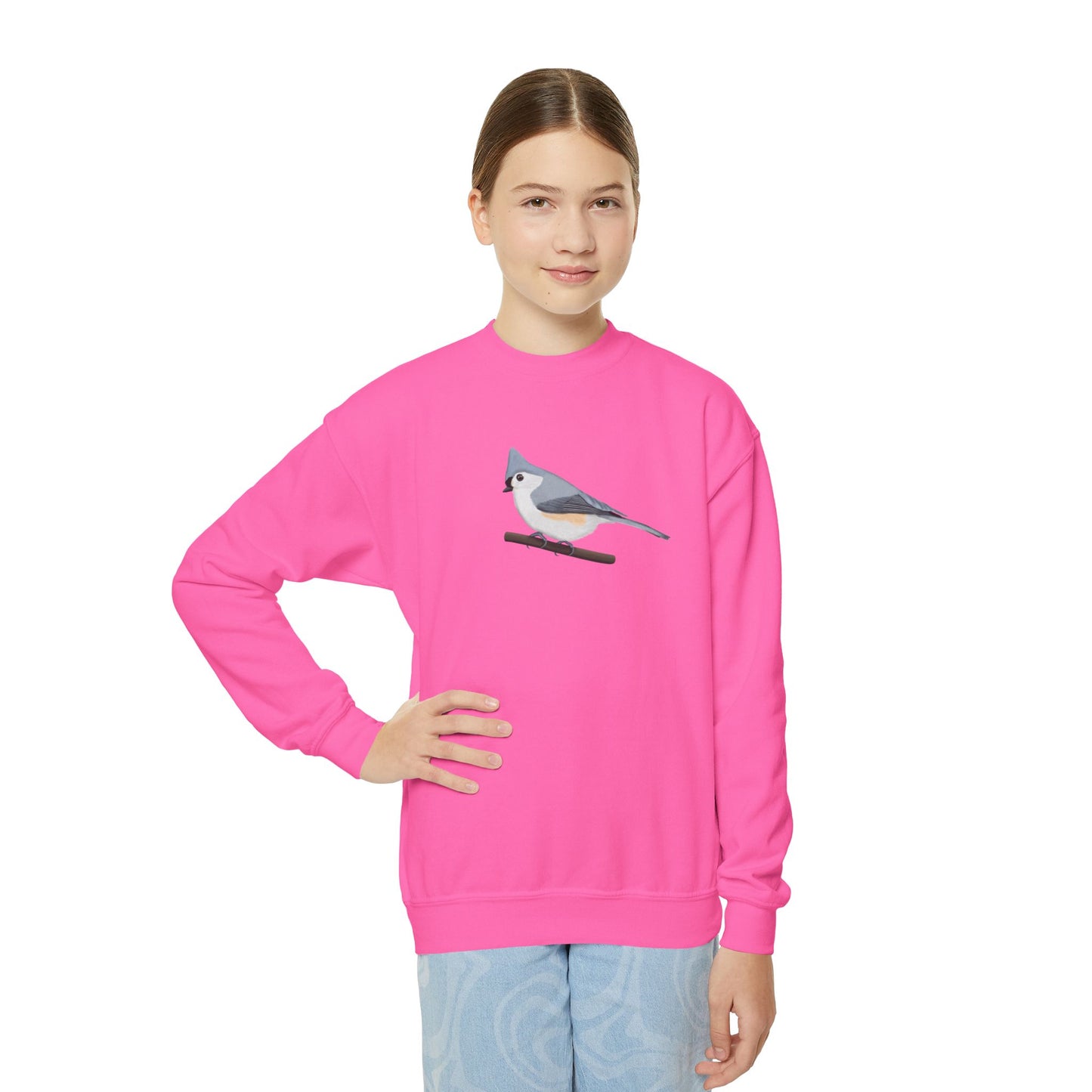 Tufted Titmouse Bird Birdwatching Youth Crewneck Sweatshirt