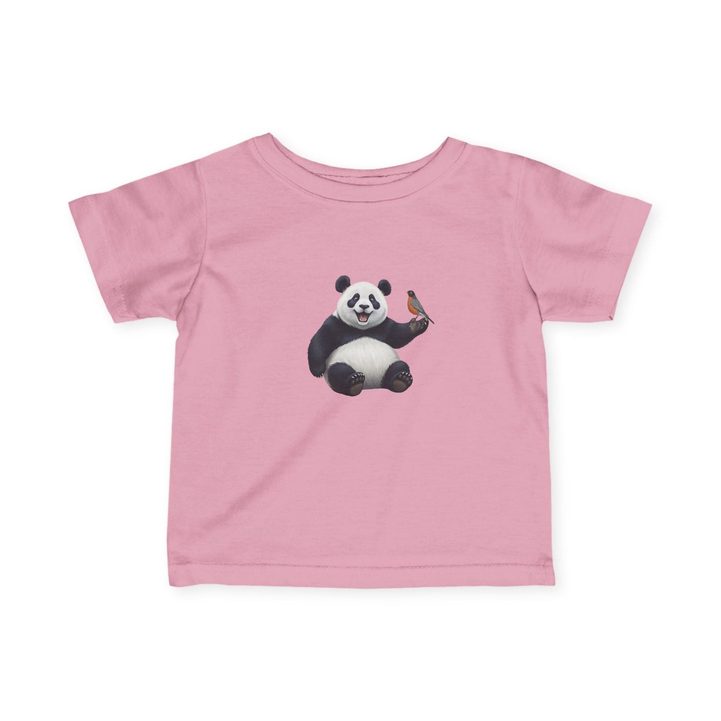 Panda Bear Baby & Toddler T-Shirt with American Robin Bird