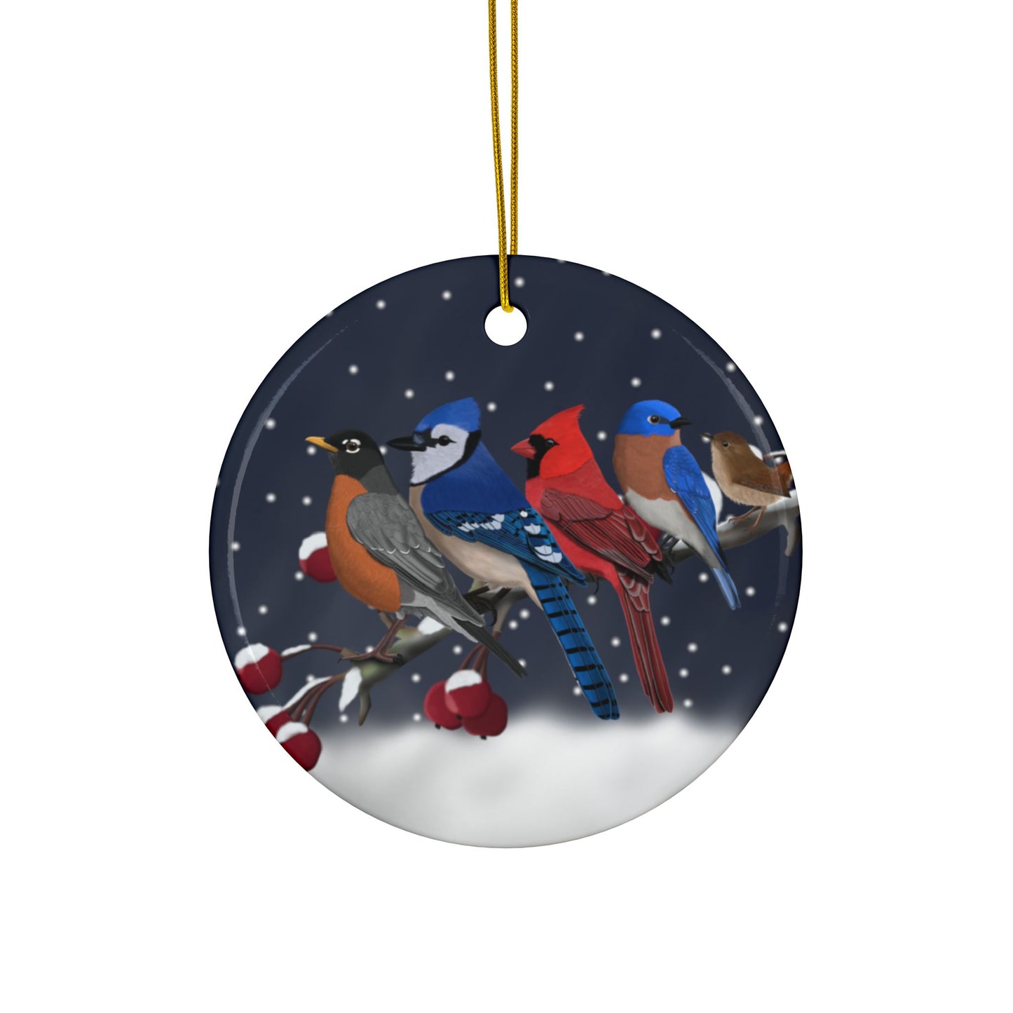Birds on a Branch Ceramic Christmas Ornament | Durable Double-Sided Bird Lover Decor