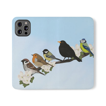 Garden Bird Blackbird Sparrow Chickadee Phone Flip Case