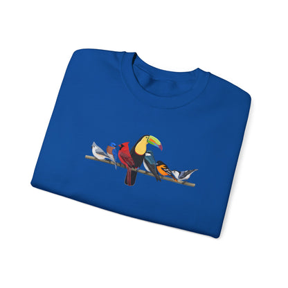 Birds on a Branch Toucan Cardinal Tree Swallow Bluebird Oriole Bird Birding & Birdwatching Sweatshirt