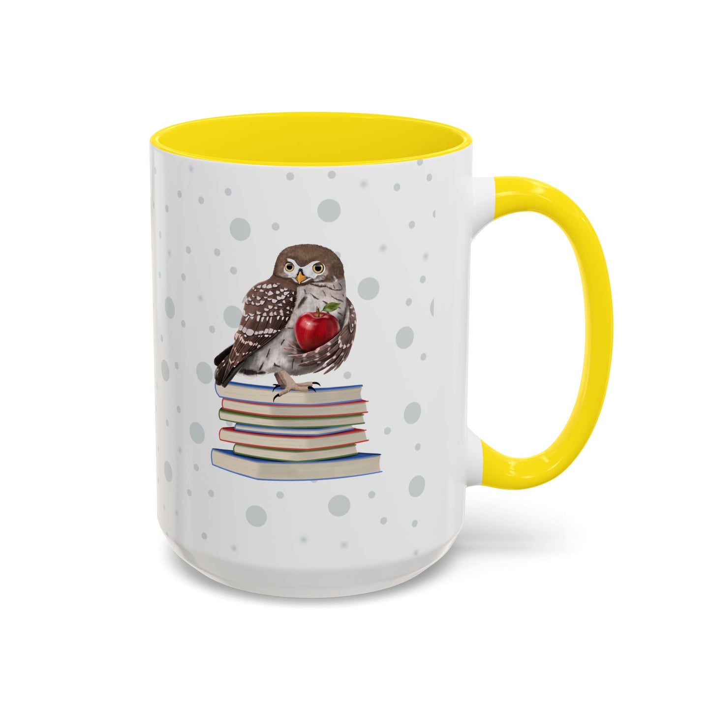 Cute Owl on Books Teacher Mug – Two-Tone Classroom Coffee Cup