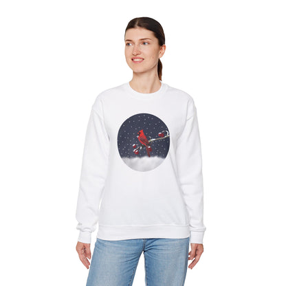 Cardinal on a Winter Branch Christmas Bird Sweatshirt