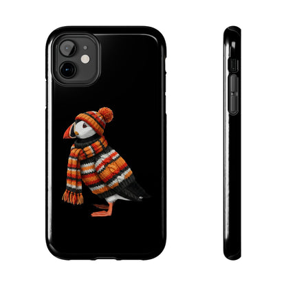 鳥のアートが描かれたパフィンの二層式iPhoneケース – 鳥類学者や鳥愛好家へのプレゼントに最適