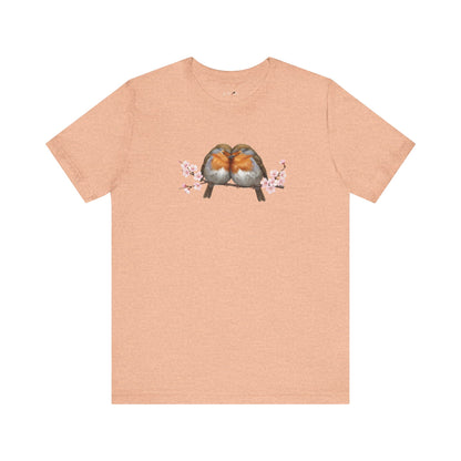 "Lovebirds" Robins T-Shirt – Floral Bird Lover Gift for Valentine's Day