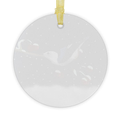 Nuthatch on a Winter Branch Christmas Bird Glass Ornament