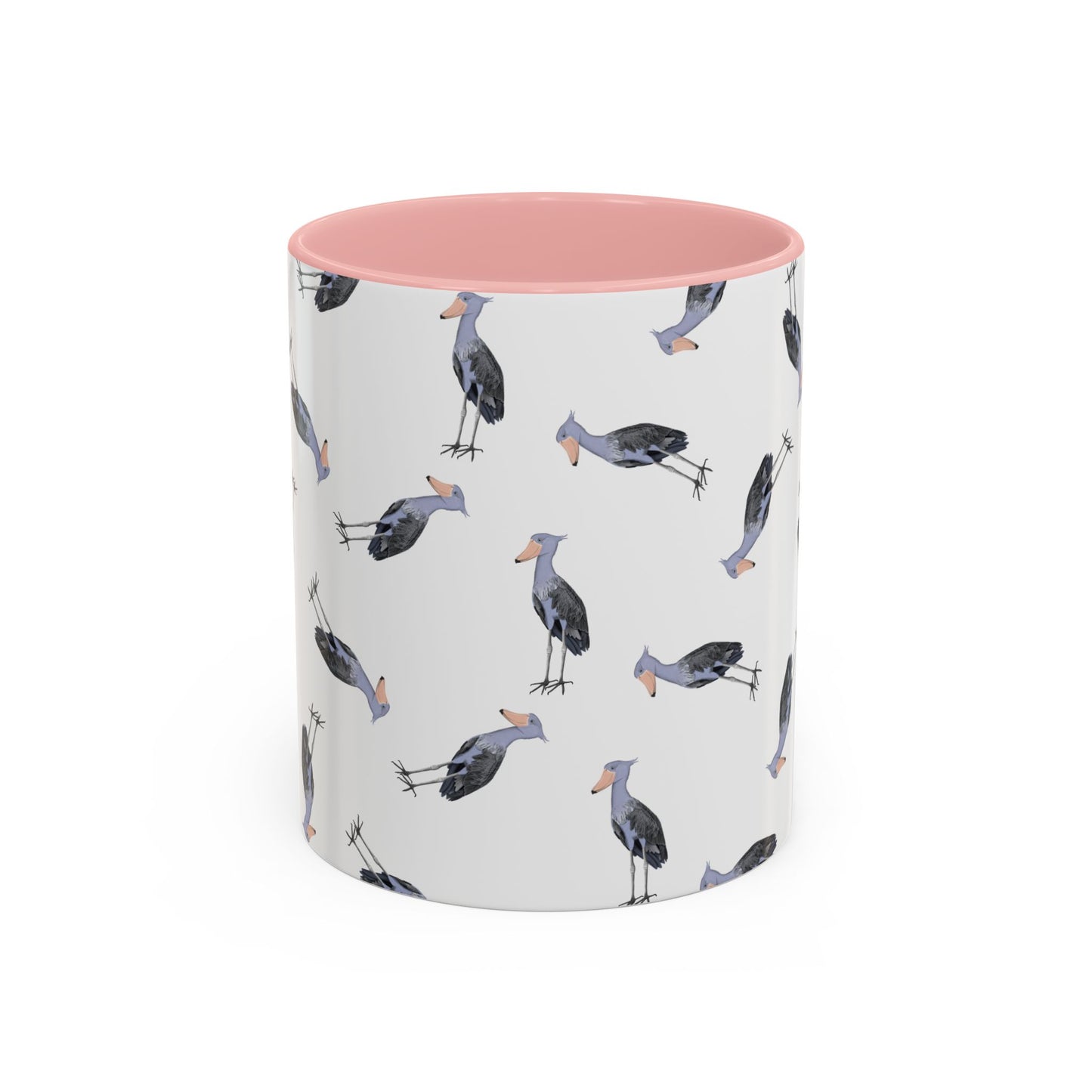 Schuhschnabel Tasse mit Streumuster | Vogelmotiv Kaffeebecher für Vogelbeobachter & Naturfreunde on Accent Coffee Mug background