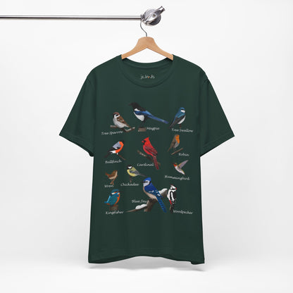 Garden Birds Blue Jay Cardinal Robin Chickadee Birding & Birdwatching Bird T-Shirt
