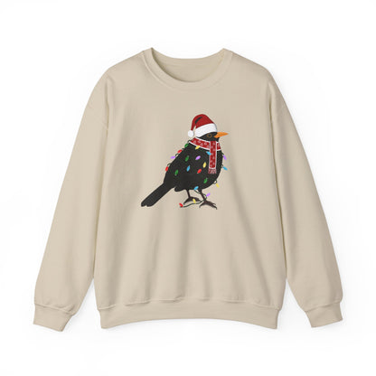 Blackbird with Fairy Lights Santa Claus Christmas Bird Sweatshirt