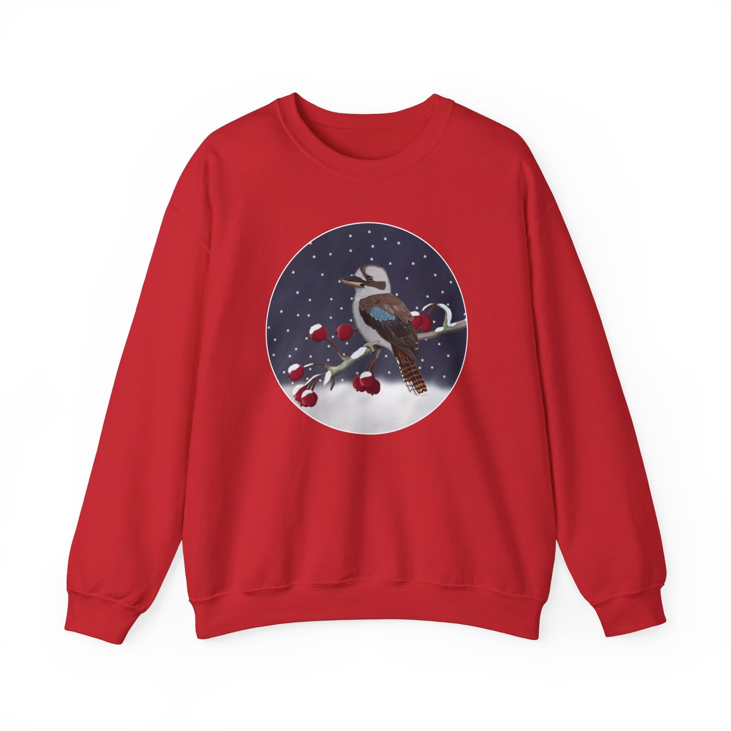 Kookaburra on a Winter Branch Birdwatcher Christmas Bird Sweatshirt