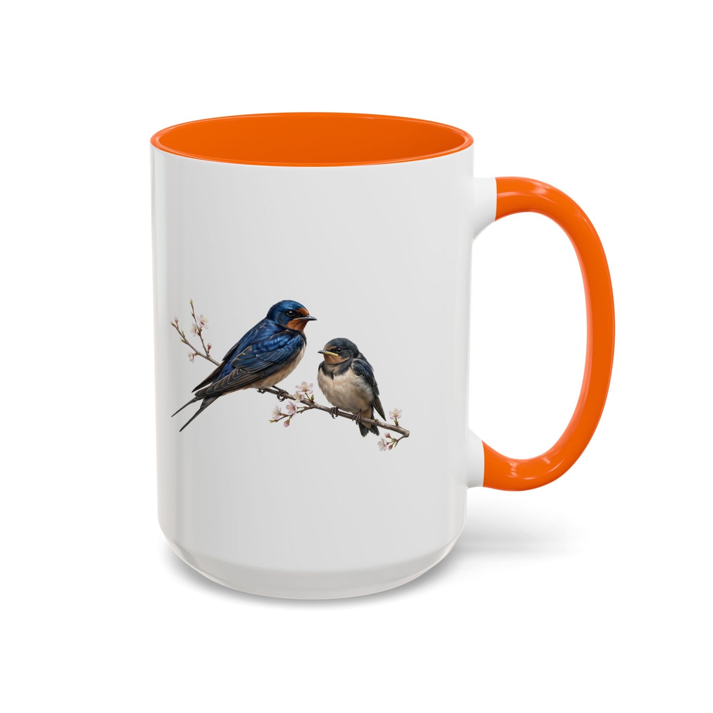 Barn Swallow & Fledgling Two-Tone Mug | Spring Bird Lover Gift