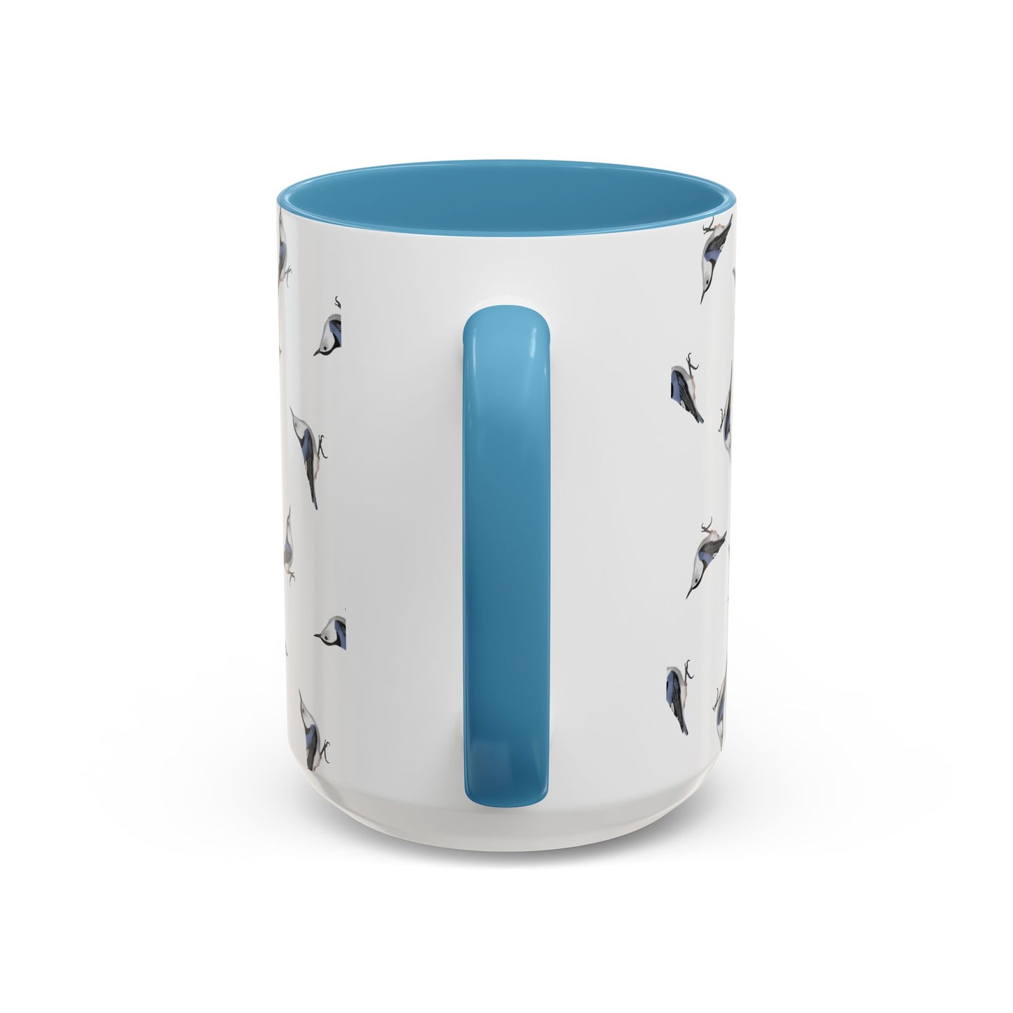 Nuthatch All-Over Pattern Accent Mug | Colorful Bird Lover Gift for Birdwatchers