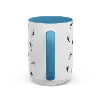 Nuthatch All-Over Pattern Accent Mug | Colorful Bird Lover Gift for Birdwatchers