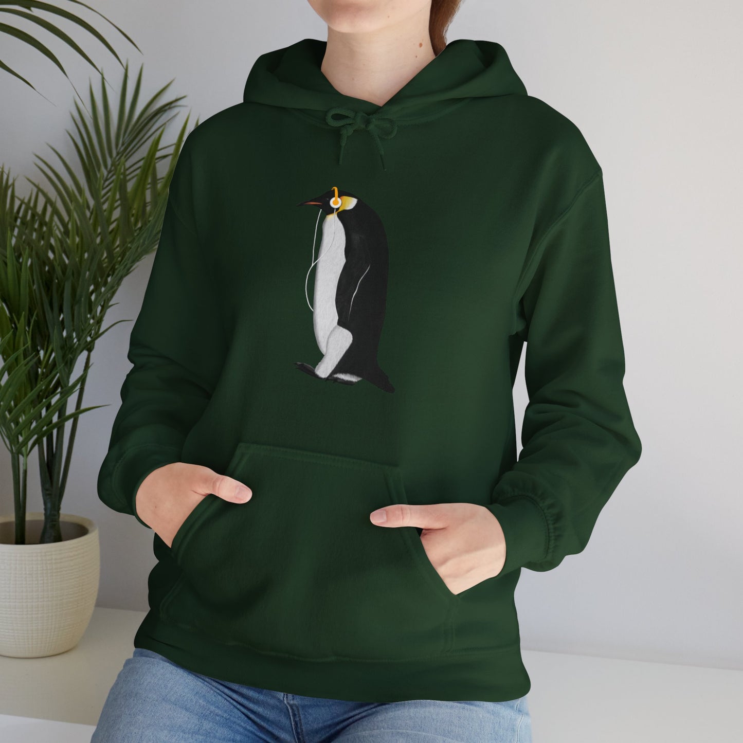 Penguin with Music Headphones Bird Birdwatching Birdlover Hoodie