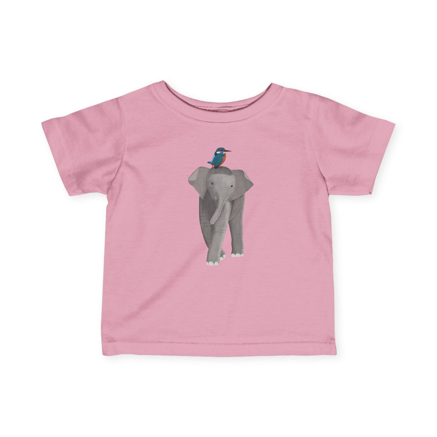 Elephant with Kingfisher Bird Baby & Toddler T-Shirt