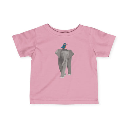 Elephant with Kingfisher Bird Baby & Toddler T-Shirt