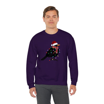 Blackbird with Fairy Lights Santa Claus Christmas Bird Sweatshirt