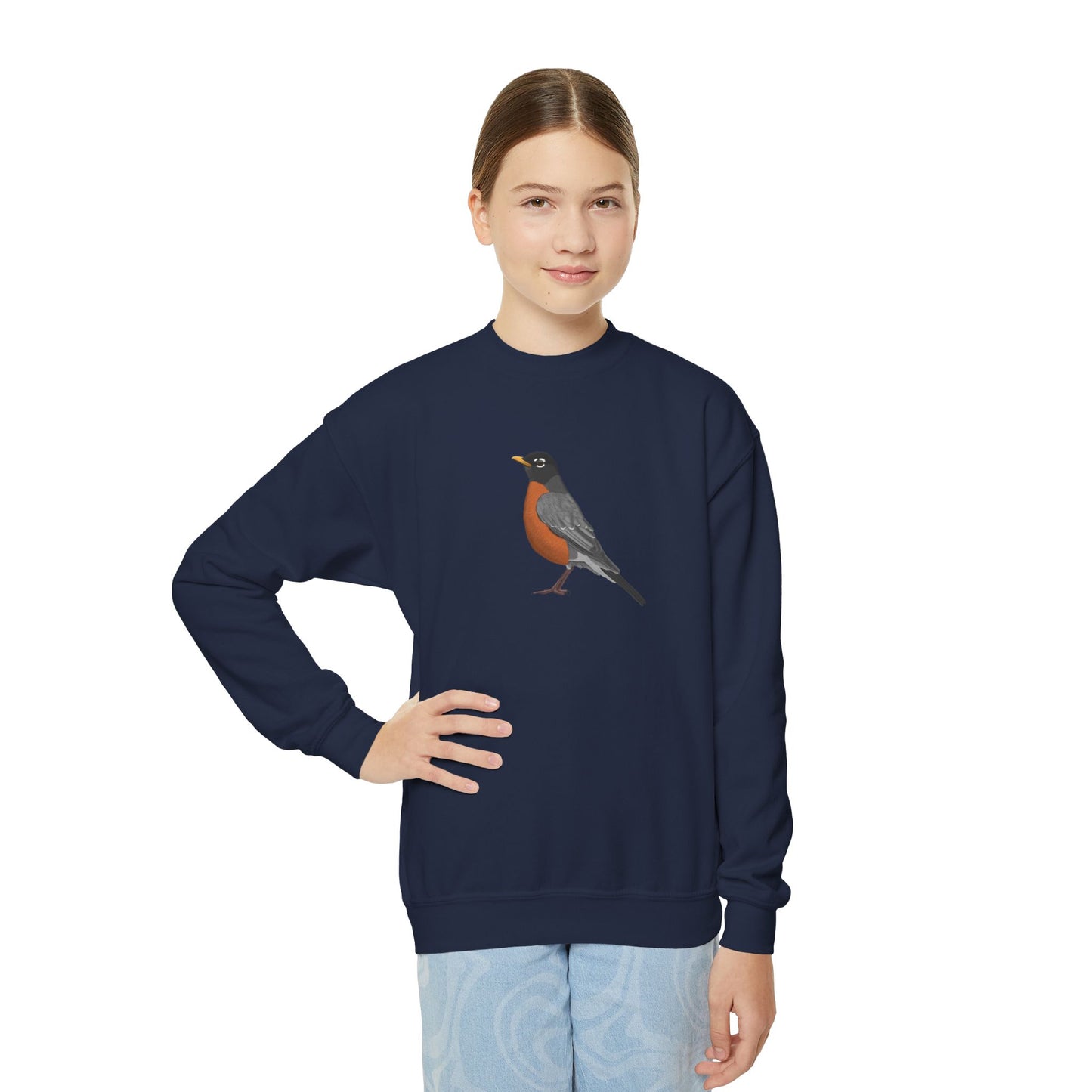 American Robin Bird Birdwatching Youth Crewneck Sweatshirt