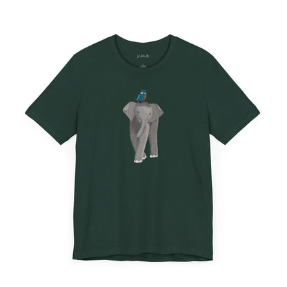 Elephant with Kingfisher Bird Birding & Birdwatching T-Shirt