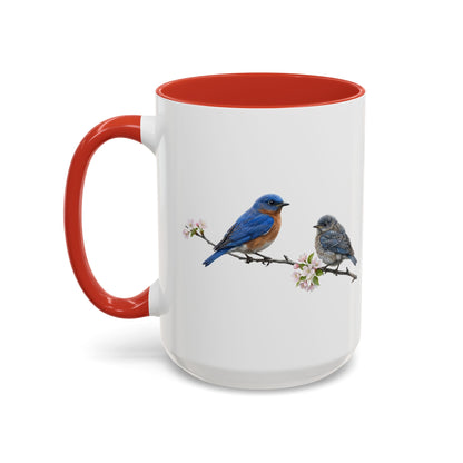 Eastern Bluebird & Fledgling Two-Tone Mug | Spring Bird Lover Gift
