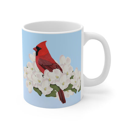 cardinal bird apple blossoms mug