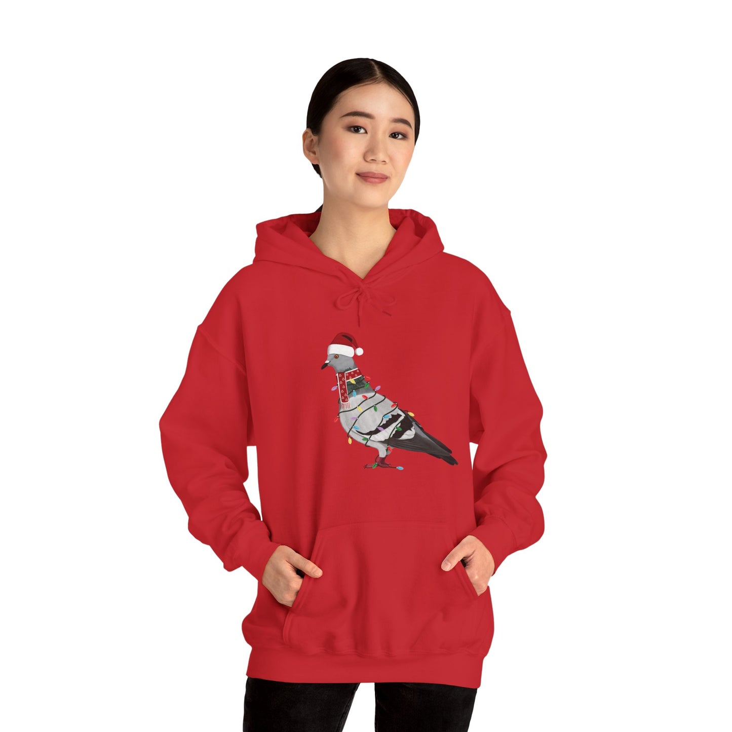 Pigeon with Fairy Lights Christmas Bird Hoodie