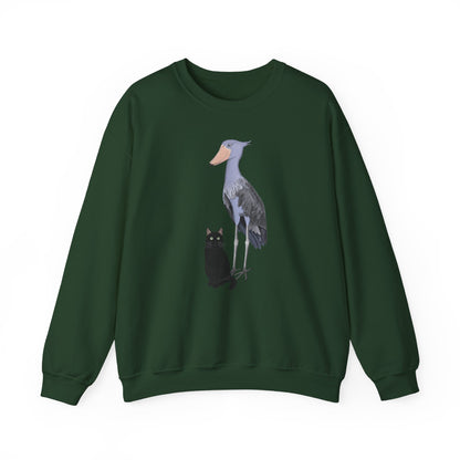 Black Cat with Shoebill Bird Cat Lover Sweatshirt