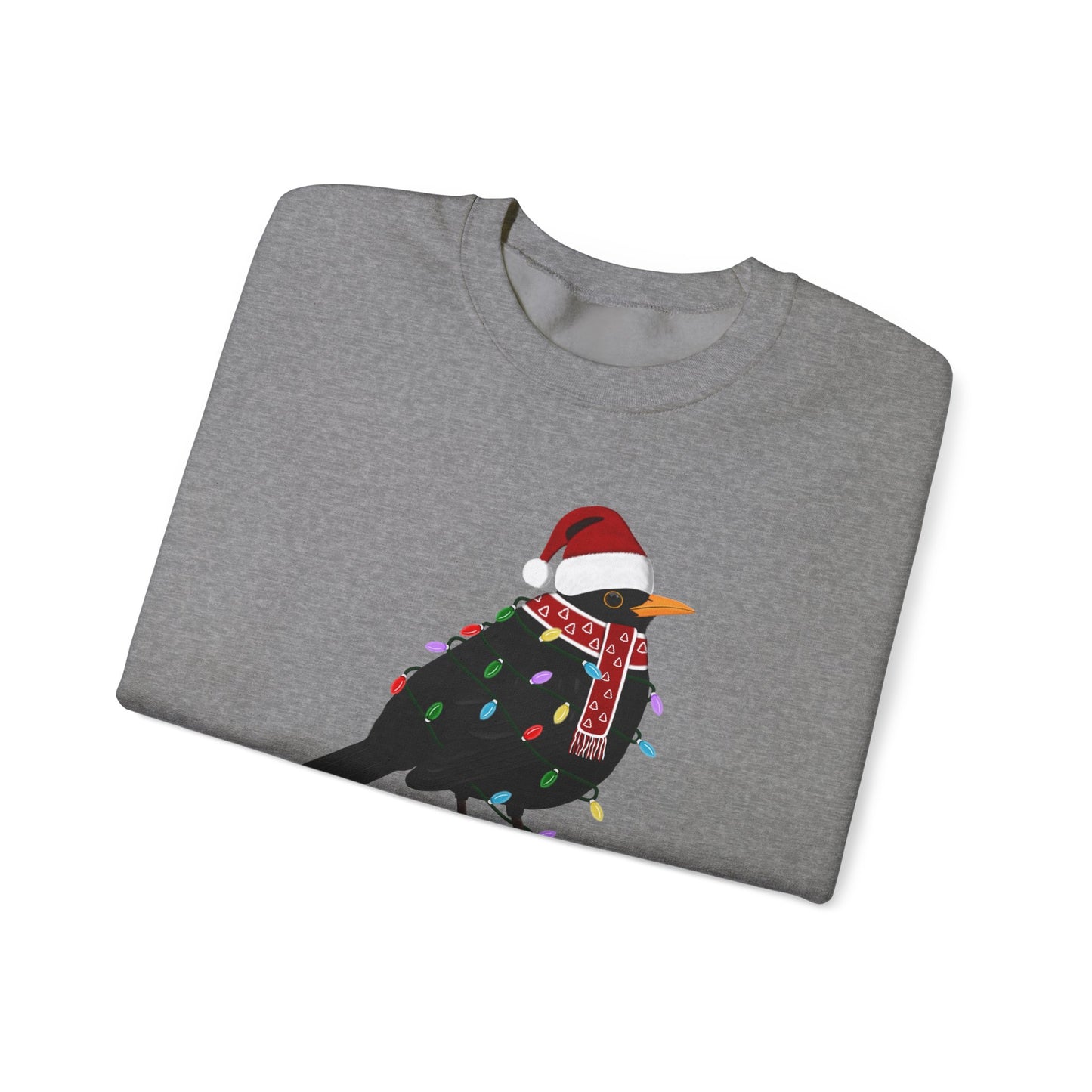 Blackbird with Fairy Lights Santa Claus Christmas Bird Sweatshirt