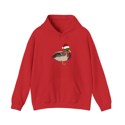 Mallard Christmas Bird with Santa Hat Birdwatcher Birdlover Hoodie