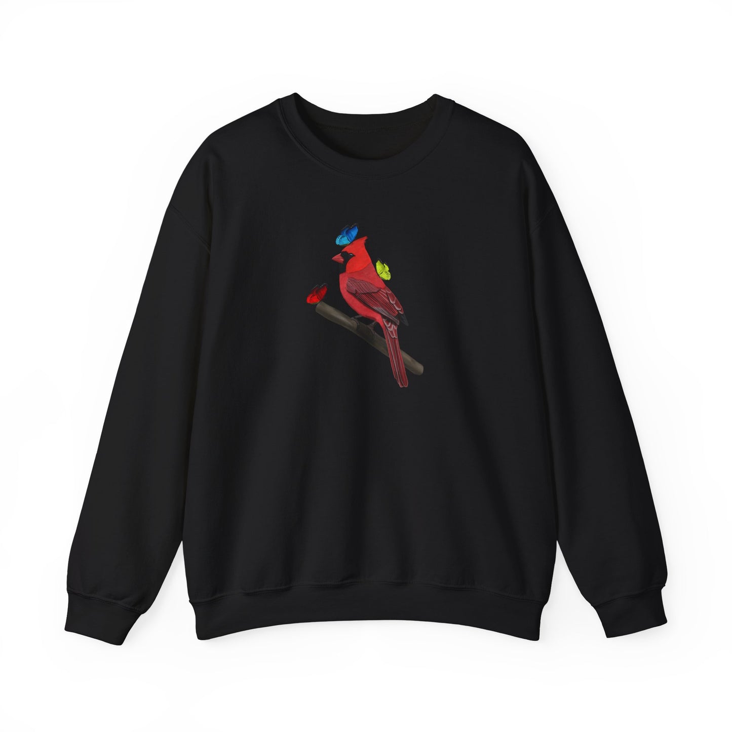 Cardinal with Butterflies Bird Birding & Birdwatching Sweatshirt